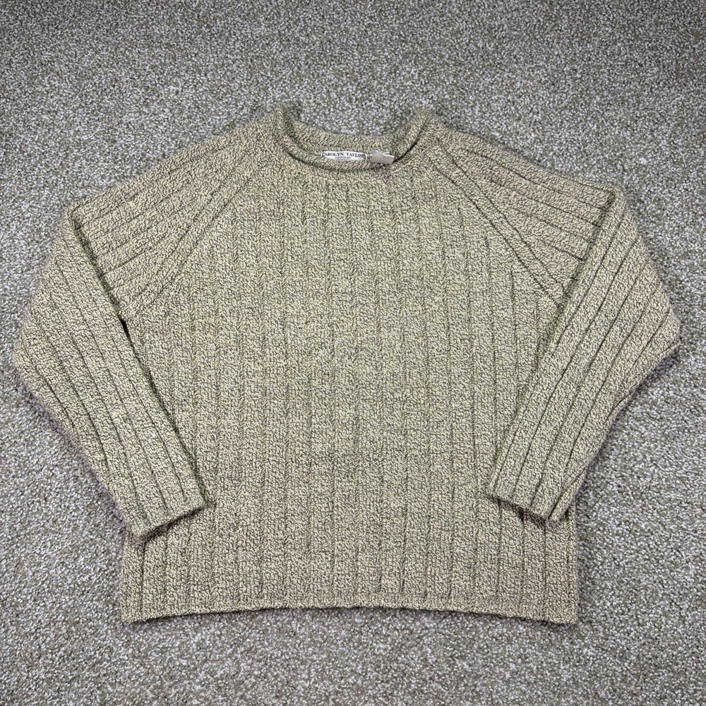 Vintage Carolyn Taylor Sweater Roll Neck Oatmeal Classic Style Medium Essentials